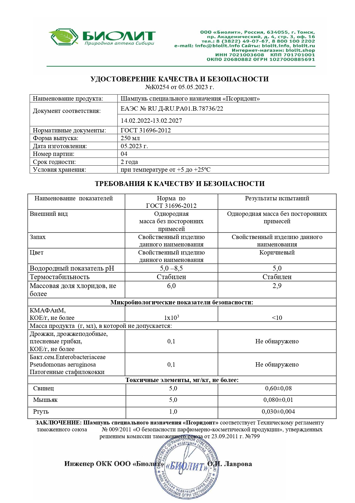 Паспорт №052023